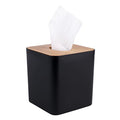 MOCHTERO Tissue Box Cover,Tissue Holders,Tissue Box Holder for Bathrooms,Bamboo Cover Plate,Home and Office,5 * 5 * 5.4in (Black)