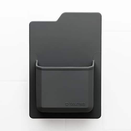 TOOLETRIES The James Organizer, Shower Storage Holder - Charcoal | Silicone shower storage with a reusable strong grip for toiletries and everyday bathroom essentials. - color: Charcoal