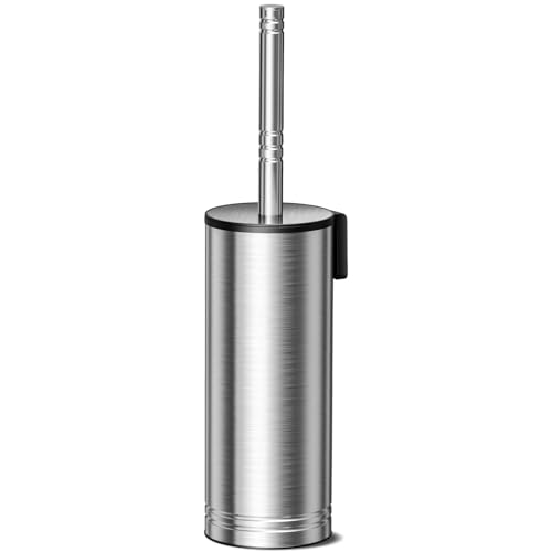 HAMITOR Toilet Brush and Holder Set: 304 Stainless Steel Heavy Duty Deep Cleaning Bowl Cleaner Brush with Curved Bristle - Wall-Mounted for Home Apartment Bathroom Accessories Silver 1 Pack - color: Silver