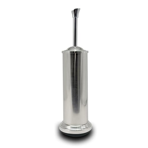 Stainless Steel Toilet Bowl Brush with Holder Metal Bathroom Cleaning Set Rustproof Hygienic Durable Modern Design - color: Chrome/Silver
