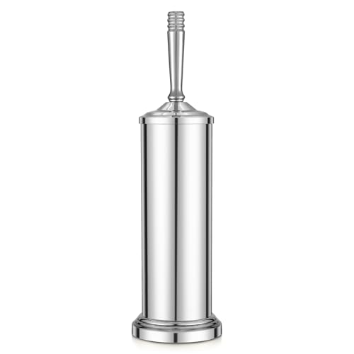 Chrome Toilet Brush and Holder Set, Stainless Steel Toilet Brush for Bathroom,Heavy Duty Toilet Bowl Brush and Holder,Deep Cleaning Modern Toilet Cleaner Brush -Space Saving, Covered Brush - color: Chrome