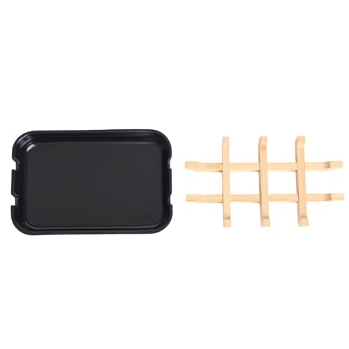 Bamboo Fiber Soap Holder & Dish Combination, Black | Bathroom Bar Soap Holder, Sink Deck, Bathtub, Shower Tray - color: Black