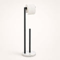 Marble Toilet Paper Holder Stand -Matte Black, Freestanding with Storage, Floor Stand, Silver Toilet Roll Holder, Standing Paper Towel Holder - color: Matte Black