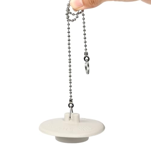 2 Packs Tub Stopper, Bathtub Stoppers with 15" Stainless Steel Beaded Chain, Rubber Drain Plug Suitable for 1.5" to 2" Bathroom, Kitchen, Laundry Sink