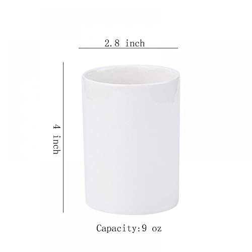 Gaolinci 2 Pcs Bathroom Cups, Ceramics Toothbrush Holder, Tumbler Cup, 9 Oz - color: White