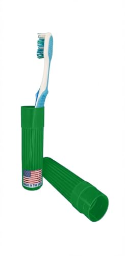 American Comb Toothbrush Holder (Green) - Made in USA, with Ventilation Holes, for Toothbrush Covers, Toothbrush Holder, Toothbrush Soft, Durable Design, Hygienic Bathroom Accessory - color: Green