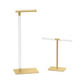 Modern Toilet Paper Holder and Vanity Towel Holder Set, Crystal Clear Acrylic/Brushed Brass Freestanding Tissue Holder, Gatco Luxury Bathroom Housewarming Gift - color: Brushed Brass/Acrylic