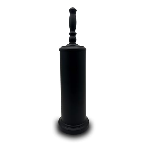 Metal Toilet Bowl Brush with Holder Premium Bathroom Cleaning Set Rustproof Hygienic Durable Elegant Finish - color: Matte Black