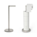 Free Standing Toilet Roll Holder Bathroom Storage, Rotatable Toilet Paper Holder Stand with Shelf, Brushed Nickel Floor Toilet Paper Rack Storage - color: Brushed Nickel