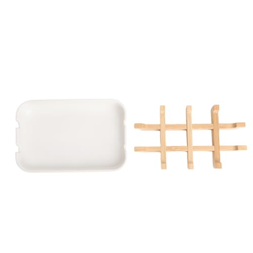 Bamboo Fiber Soap Holder & Dish, 2 Pack, White | Bathroom Bar Soap Holder, Sink Deck, Bathtub, Shower Tray - color: 2pcs-white