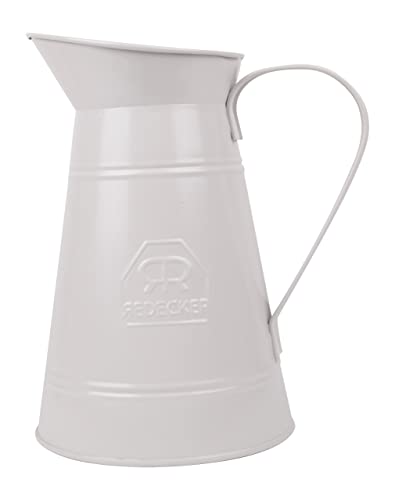 REDECKER White Coated Metal Toilet Brush Holder Only, Vintage Design with Handle and Spout, Made in Germany - Decorative Toilet Brush Holder - color: White Metal Pitcher