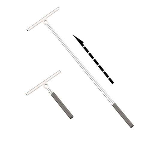 Shower Squeegee for Glass Doors, Telescopic 2-in-1 Squeegee for Window Cleaning with Microfiber Scrubber for Bathroom, Tile Wall, Car Windshield
