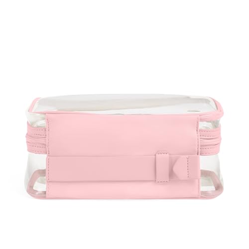 Away Clear Toiletry Bag - Water-Repellent Travel Toiletry Bag with 2 Compartments, U-Zip Opening, Interior Zip Pocket - Blush Pink - color: Blush Pink