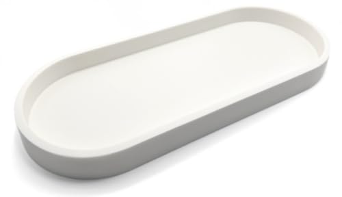 Premium 12” x 5” Silicone Vanity Tray | Sink and Surface Organizer with Sturdy Non-Slip Base | Heat Safe, Dishwasher Safe (Vanilla Cream) - color: Vanilla Cream