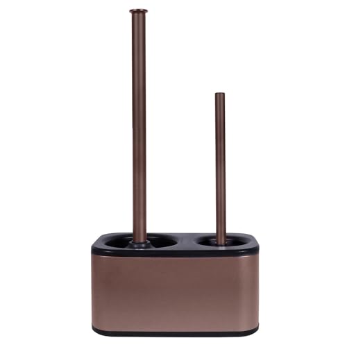 Blue Donuts Toilet Brush and Plunger Set with Holder, Sleek Minimalist Modern Oil Rubbed Bronze Bathroom Accessories Toilet Plunger and Toilet Bowl Brush Combo - color: Bronze