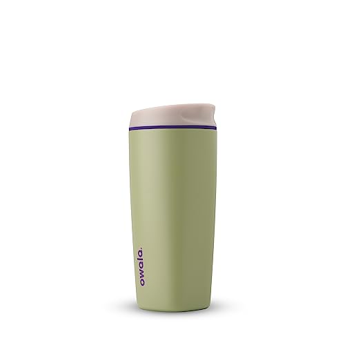 Owala SmoothSip Insulated Stainless Steel Coffee Tumbler, Reusable Iced Coffee Cup, Hot Coffee Travel Mug, BPA Free, 20 oz, Green (Hip Cactus) - color: Hip Cactus, size: 20 Ounces