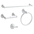 BGL Bathroom Accessories Set, White Paint Expandable Towel Bar 4-Piece Bathroom Accessory Set Wall Mounted Towel Ring Robe Hook Toilet Paper Holder Towel Holder - color: White