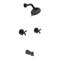 2 Handle Shower Faucet Set with Tub Spout Bathtub Shower Faucet Combo Set Shower System Complete Tub and Shower Trim Kit Matte Black Wall Mounted Shower Fixtures - color: Matte Black
