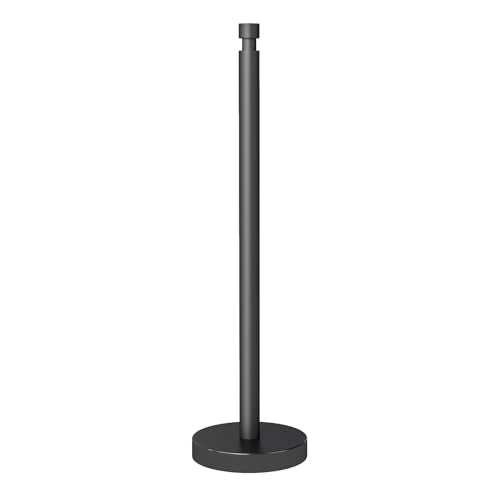 YUMORE Toilet Paper Holder Heavy Weighted Stand, Free Standing Bathroom Extra Toilet Paper Organizer with Reserve Storage for Spare Rolls, Matte Black Stainless Steel Floor Bath Tissue Roll Holder