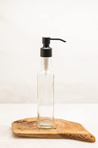 Rail19 French Vessel Glass Soap Dispenser with Metal Pump - Refillable Hand Soap, Lotion & Sanitizer for Sinks and Small Countertops, 8.5oz (Cali Black) - color: Cali Black