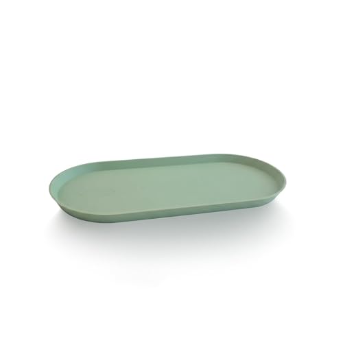 Small Silicone Tray 8.7" Green Oval Catch All Decorative Tray for Vanity Bathroom Desk - color: Green