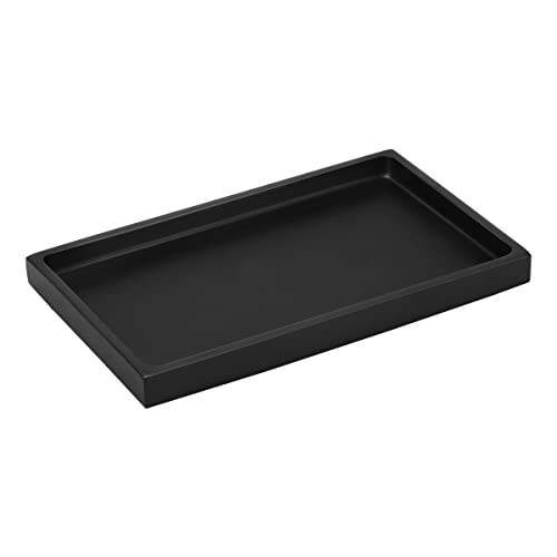 Emibele Bathroom Vanity Tray Countertop, 10" Rectangular Marble Resin Tray | Dresser Kitchen Sink Tray, for Jewelry Cosmetic Perfume Soap Candle, Lightweight Waterproof Tray, Medium, Matte Black - color: Matte Black, size: 10" x 6.1" x 0.8"