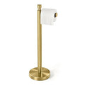 YUMORE Toilet Paper Holder Stand, 4.4lbs Heavy Duty Stainless Steel Free Standing Bathroom Tissue Roll Holder, Brushed Gold - color: Gold