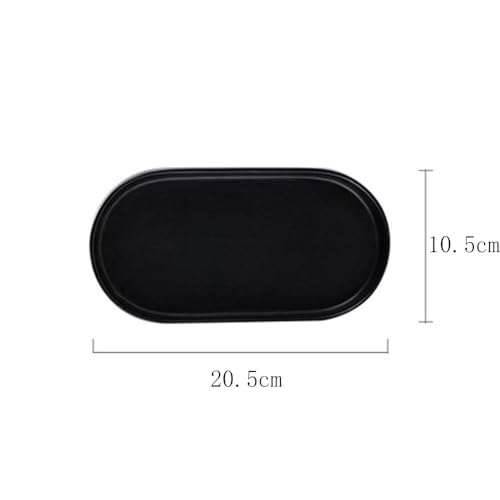 1 Pcs Ceramic Matte Black Round Soap Dispenser Tray, Multi-Purpose Lotion Bottle Hand Sanitizer Dispenser Bottle Mouthwash Cup Tray for Kitchen Sink, Bathroom