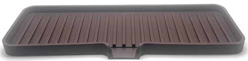 Silicone Soap Dish Tray and Sponge Holder with Drain Chute, Rectangular, Kitchen and Bathroom Sink Organizer (Dark Chocolate, 12"x4") - color: Dark Chocolate, size: (LG) 12"x4"