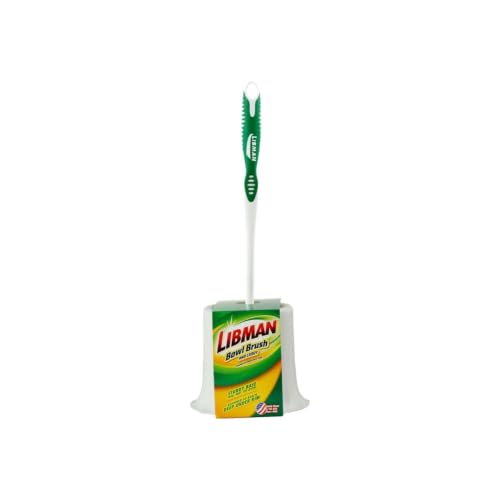 Libman Commercial 34 Round Bowl Brush and Open Caddy, Polypropylene, 15" Standing Height, Green and White (Pack of 4)