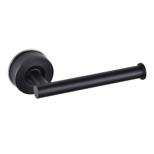 JOMOLA Toilet Paper Holder, Matte Black Stainless Steel Suction Cup Wall Mount, No-Drilling Bathroom Tissue Paper Towel Holder for Kitchen, RV, 1 Pack - color: Black-1 Pack