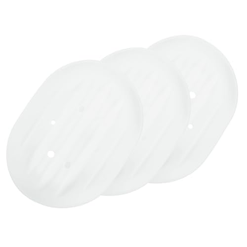uxcell 3Pcs Small Soap Dish, Silicone Bathroom Soap Holder Oval Shape Bar Soap Dish Self-Draining Soap Tray with Holes for Shower, Bathroom, Kitchen, Counter Top (White) - color: White