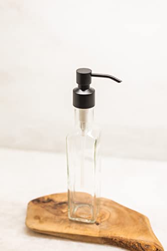 Rail19 French Vessel Glass Soap Dispenser with Metal Pump - Refillable Hand Soap, Lotion & Sanitizer for Sinks and Small Countertops, 8.5oz (Cali Black) - color: Cali Black