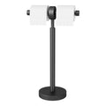 YUMORE Toilet Paper Holder Stand, Floor Freestanding Double Roll Black Tissue Paper Stand for Modern Bathroom, Weighted Round Base Stainless Steel Toilet Roll Holder,Extra Capacity - size: 2 Roll