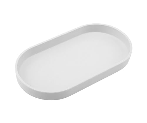White Small Tray (10 inch), Oval Tray | Small Serving Tray for Countertop Organizer, Coffee Accessory , Soap, Perfume, Bathtub Bathroom Vanity Items - color: White, size: 10.2" x 5.5" x 1.1"