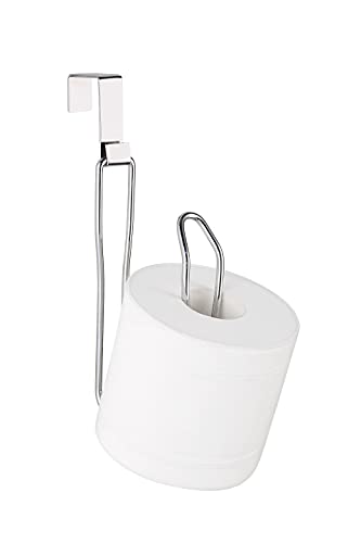 SunnyPoint Over The Tank Toilet Tissue Paper Roll Holder Dispenser and Reserve for Bathroom Storage and Organization - Metal, Hanging, Holds 1 Roll (Chrome) - color: Chrome