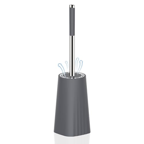 SetSail Toilet Brush, Compact Size Toilet Bowl Brush and Holder Toilet Brushes for Bathroom with Stainless Steel Handle Toilet Cleaner Brush with Durable Scrubbing Bristles, Grey - color: Gray, size: 1 pack
