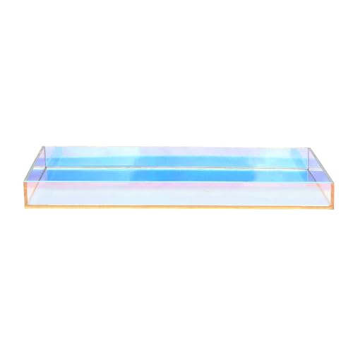ROYALITA Acrylic Tray Bathroom Tray for Countertop, Guest Towel Holder Tray for Napkin Perfume Jewelry Makeup, Vanity Trays for Soap Dispenser, Aromatherapy, Cup & Candle, Iridescent - color: Iridescent