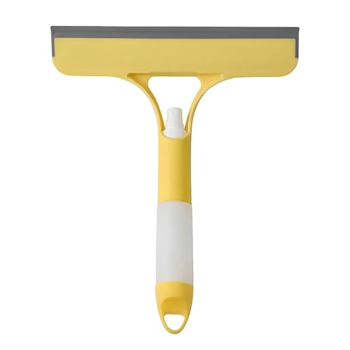 3 in 1 Spray Window Squeegee Cleaner Scraper, Window Squeegee Cleaner Tool with Spray Bottle for Shower Glass, Mirrors, Car, Home Window Cleaner Tool (Yellow) - color: Yellow
