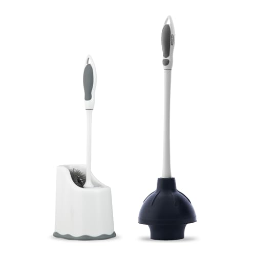 Superio Sink & Toilet Plunger with Toilet Bowl Brush and Holder Set - Dual-Purpose Drain Plunger with Mold-Resistant Rubber Head & Ergonomic Grip - size: Toilet Brush and Plunger Set