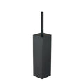 Matte Black Square Stainless Steel Toilet Brush with Holder, 304 Modern Toilet Brush Set – Rust Resistant, Long Handle, Replacement Heads, Floor Standing Bathroom Toilet Cleaning Brush - color: Matte Black-square