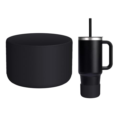 WUQID Silicone Boot Sleeve Compatible with Hydro Flask Travel Tumbler with Handle 32oz&40oz and 12-24oz Hydroflask Bottle & Stanley 20 30 40oz Tumbler, Fit 2.83-2.95in Bottom, Anti-Slip Bottle Cover - color: Black