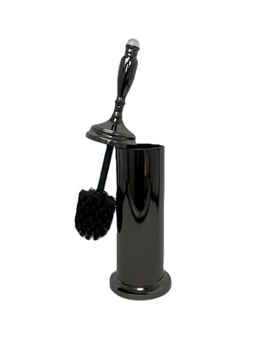 Splash Home Buena Stainless Steel Toilet Brush with Holder, Bowl Scrubber with Durable Cleaning Bristles, Hidden Brush with Splash Protective Disc Design - Black Nickel - color: Black Nickel