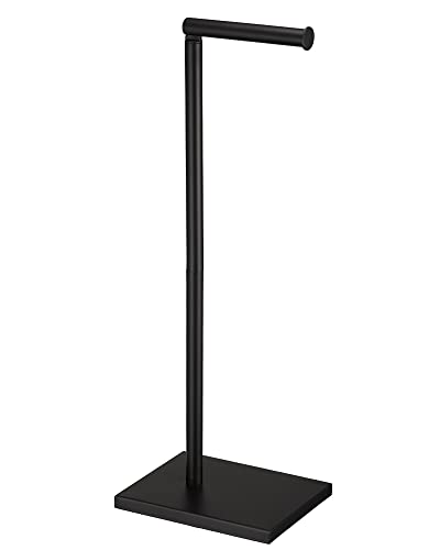 Free Standing Bathroom Toilet Paper Holder Stand with Reserve, Stainless Steel Pedestal Tissue Roll Holder, Black DECLUTTR - color: Black