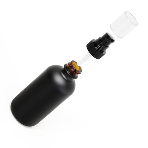 12Pack 120ml Matte Black Glass Pump Bottle with Black Pump Dispenser,4oz Small Dispenser, Travel Size Refillable Botttles for Lotions,Sercums,Essential Oils - color: 4oz Black(12pcs)