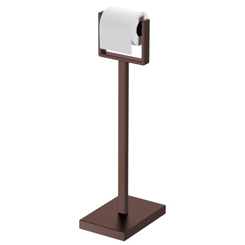 Bronze Toilet Paper Holder Stand，Stainless Steel Toilet Paper Holder Free Standing，Stable Weighted Base Floor Tissue Roll Holder for Bathroom，Modern Pivoting Toilet Paper Stand - color: Bronze