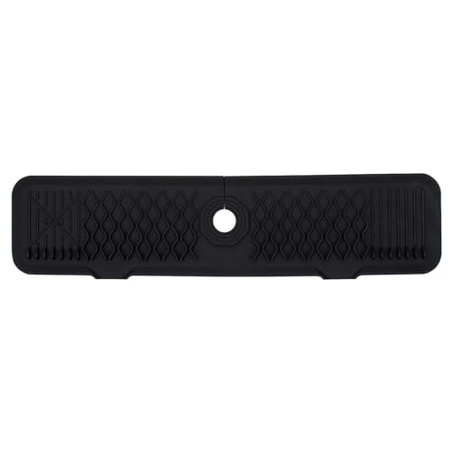 24 Inch Faucet Mat for Kitchen Sink Silicone Sink Splash Guard 5° Slope Faucet Draining Mat Dish Soap Sponge Holder Around Faucet Bathroom Gadgets Sink Accessories Drying Mats Organizer, Black - color: Black