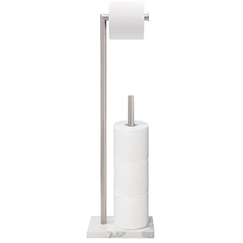 Gzila Free Standing Toilet Paper Holder Stand with Reserve, Heavy Weighted Marble Base Design, Bathroom Stands Tissue Rolls Holder, 304 Stainless Steel Brushed Nickel - color: Brushed Nickel