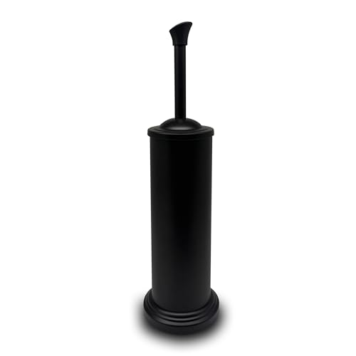 Stainless Steel Toilet Bowl Brush with Holder Metal Bathroom Cleaning Set Rustproof Hygienic Durable Modern Design - color: Matte Black