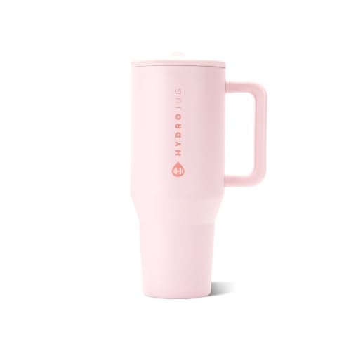 HydroJug Traveler 40oz, Insulated Tumbler with Handle & Straw, Pink Sand - color: Pink Sand, size: 40 Ounces